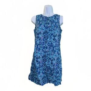 California Concepts Blue Abstract Floral Mini Dress Junior Size 7-9